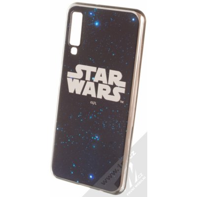 Pouzdro Star Wars Titulní Logo 003 TPU pokovené ochranné silikonové s motivem Samsung Galaxy A7 2018 tmavě modré stříbrné