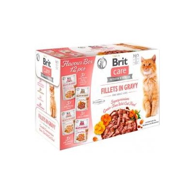 Brit Care Cat Pouches Flavour box Fillets in Gravy 12 x 85 g – Zboží Mobilmania