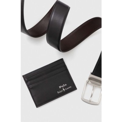 Ralph Lauren pásek a kožený držák na karty Polo černá 405880721 – Zboží Mobilmania