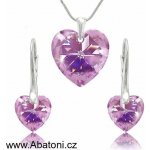 Swarovski Elements Heart krystal stříbrná sada náušnice a přívěsek s řetízkem fialové srdce srdíčko 39170.3 Violet fialová vel – Hledejceny.cz