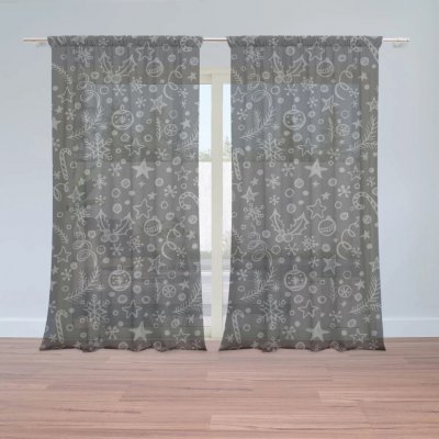 Sablio Záclony Vánoce na černé: 2ks 150x250cm – Zboží Mobilmania
