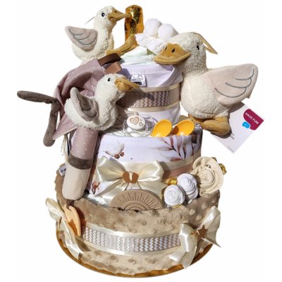 BabyDort pro miminko Třípatrový plenkový dort PREMIUM Ga ga ga – Zboží Dáma