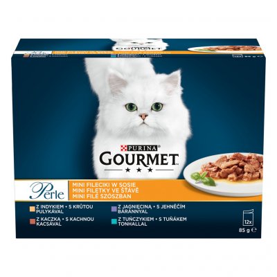 Gourmet Perle krůta kachna jehněčí tuňák ve šťávě 12 x 85 g – Sleviste.cz