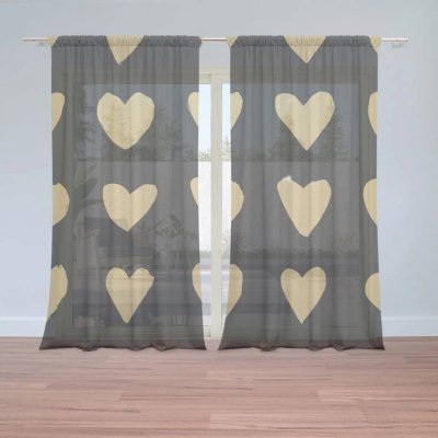 Záclony Zlatá srdíčka: 2 ks - 150x250 cm - Sablio – Hledejceny.cz