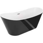 MEXEN/S Montana vana volně stojící 180 x 90, bílá/černá, sifon a přepad růžové zlato 52011809075-60 – Zboží Dáma