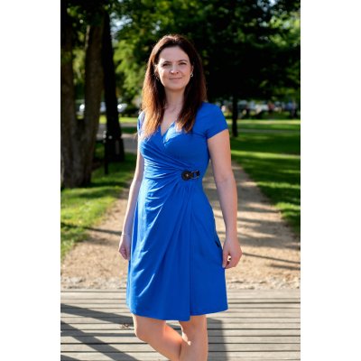 Jsem máma Elegantní bambusové kojicí šaty královská modř – Zboží Dáma