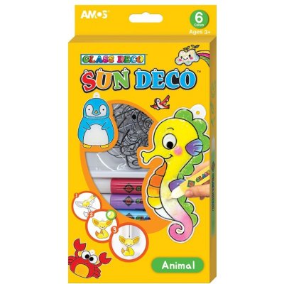 Amos Barvy na sklo sada 6 barev x 10,5 ml + 6 sklíček Zvířátka – Zboží Dáma