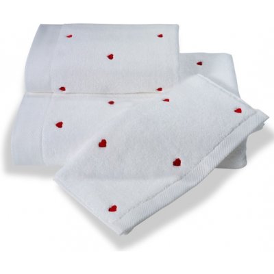 Soft Cotton Ručník Micro Love bílá/červená srdíčka 50 x 100 cm