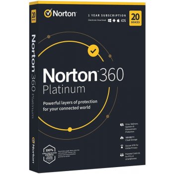 SYMANTEC 360 Platinum 100GB + VPN 1 uživatel, 20 lic. 1 rok (21428062)