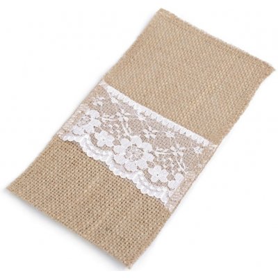 Jutová kapsa na příbory s krajkou 10cm x 21 cm 5ks/bal. – Hledejceny.cz