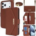 AppleKing flipové pouzdro s popruhem ve stylu psaníčka pro iPhone 17 Pro Max - hnědé – Zboží Mobilmania