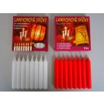 Svíčka lampionová - hladká- červená 8ks O 13,5mm, délka 95mm V kartonu 32 balení