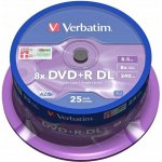 Verbatim DVD+R DL 8,5GB 8x, AZO, spindle, 25ks (43757) – Zboží Živě