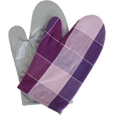 B.E.S. - Petrovice, s.r.o. Kuchyňská chňapka s magnetem a teflonovou vrstvou, 2 ks v balení - vzor Fialovorůžové káro – Zboží Dáma