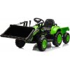 Elektrické vozítko mamido Dětský elektrický traktor s radlicí a přívěsem zelený