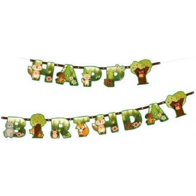 Girlanda papírová lesní zvířátka Happy Birthday 210x16cm Party Pal – Zboží Dáma