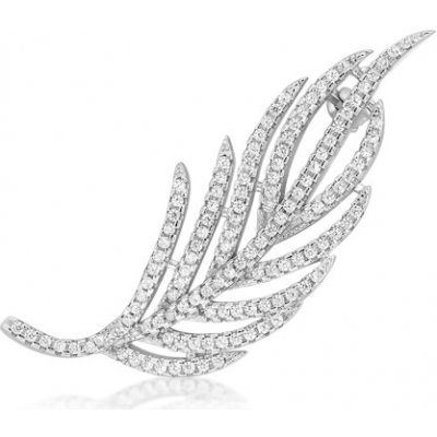SOFIA stříbrná brož zirkonové pírko IS009SP009RHWH – Zboží Dáma