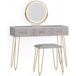 Vicco Layla bílý růžový Designová 100x79 cm moderní ložnice s úložným prostorem Dotykový spínač Make-Up Table – Zbozi.Blesk.cz