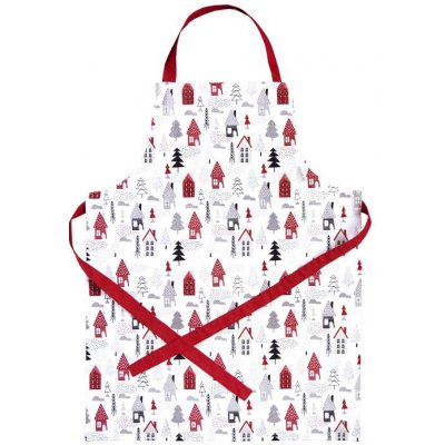 Scanquilt zástěra Dekoro Polární Domky bíločervená – Hledejceny.cz