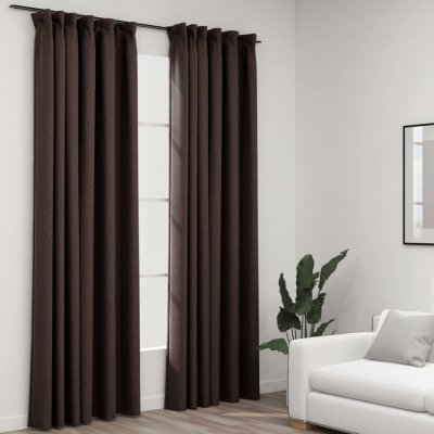 zahrada-XL Zatemňovací závěsy s háčky vzhled lnu 2 ks taupe 140 x 245 cm – Zboží Mobilmania