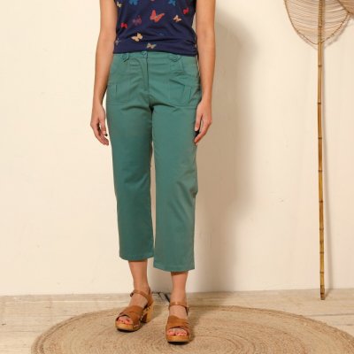 B Strečové 7/8 kalhoty khaki tmavé – Zboží Dáma