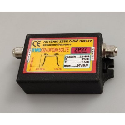IVO zesilovač DVB-T2 26dB s potlačením O2+UFON+5G LTE ZP27-X – Zboží Mobilmania