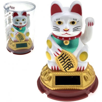 Nakida Kočka štěstí Maneki-neko 9 cm - solární talisman pro hojnost a úsměv – Zboží Dáma