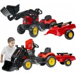 FALK Šlapací traktor Supercharger s nakladačem a vlečkou červený – Zboží Mobilmania