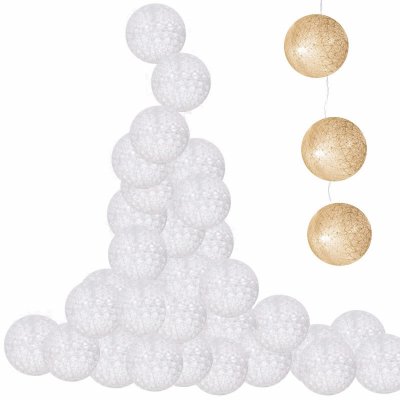 SPRINGOS LED světelný řetěz Bavlněné koule 6cm 6m 30LED 3xAA teplá bílá – Hledejceny.cz