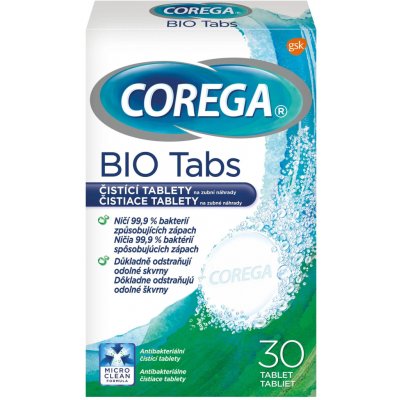 Corega Bio tabs Antibakteriální tablety 30 ks – Hledejceny.cz
