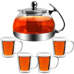 Monzana TEA 1,2L+4 šálky průsvitný stříbrný 994772