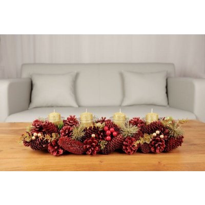 Ikebana MagicHome přírodní červená adventní 50x16x9 cm – Hledejceny.cz