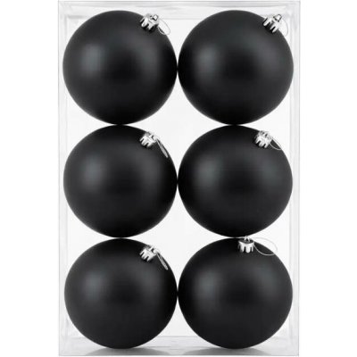 DECOLED Sada vánočních ozdob černá matná 10 cm plastová koule, balení 6 ks – Sleviste.cz