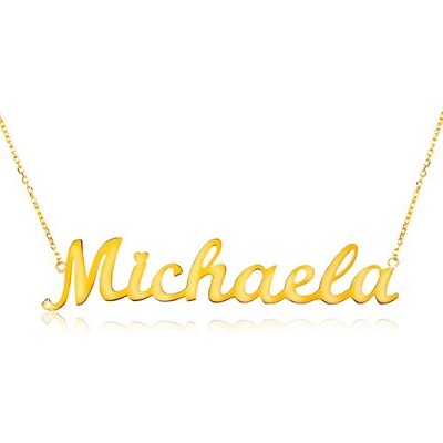 Šperky eshop ze žlutého 14K zlata tenký řetízek lesklý přívěsek jméno Michaela S3GG198.18