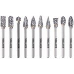 Frézy karbidové, sada 10ks, pr. 6x13mm, pr. stopky 3mm, sek střední (double-cut) – Sleviste.cz