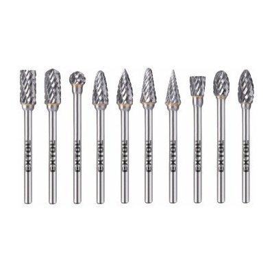 Frézy karbidové, sada 10ks, pr. 6x13mm, pr. stopky 3mm, sek střední (double-cut) – Sleviste.cz