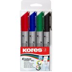 Kores Permanentní popisovač K-MARKER na flipcharty, kulatý hrot, mix 4 barev (černá, červená, modrá, zelená) – Sleviste.cz