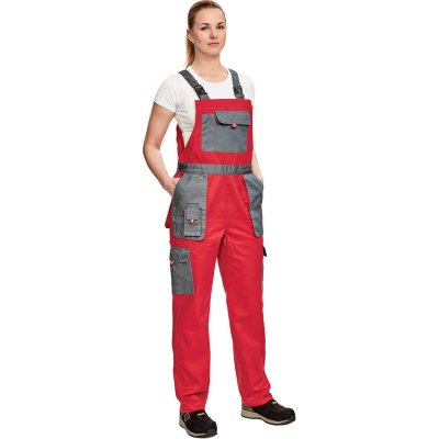 Cerva MAX EVOLUTION LADY pracovní kalhoty s laclem červená-šedá