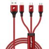 usb kabel RhinoTech RTACC47 3v1 USB-A (MicroUSB/Lightning/USB-C), 1,2m, červený
