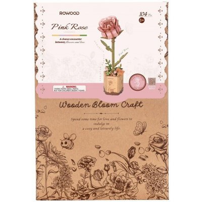Robotime Dřevěná květina - Růžová růže – Zboží Mobilmania