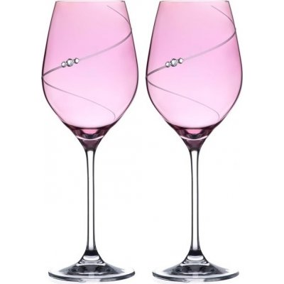 Diamante sklenice na bílé víno Silhouette City Pink s krystaly Swarovski 2 x 360 ml – Zboží Dáma