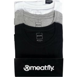 Meatfly balení pánských triček MF Logo Multipack Black/Grey Heather White
