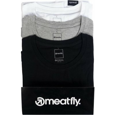 Meatfly balení pánských triček MF Logo Multipack Black/Grey Heather White – Zboží Mobilmania