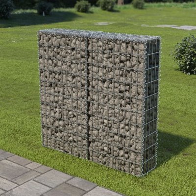 Prolenta Maison Exclusive Gabionová zeď s kryty z pozinkované oceli 100 x 20 x 100 cm – Hledejceny.cz