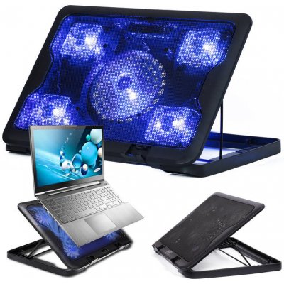 Chladicí LED podložka pod notebook 12-17'', 5 ventilátorů, USB HUB – Zboží Mobilmania