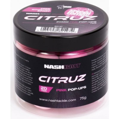 Kevin Nash Citruz plovoucí boilies Pop Ups Pink 75g 15mm + 3ml Booster Spray