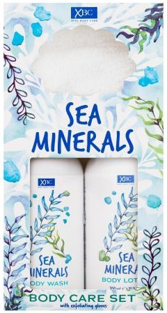 Xpel Sea Minerals Body Care sprchový gel Sea Minerals 300 ml + tělové mléko Sea Minerals 300 ml + exfoliační rukavice dárková sada