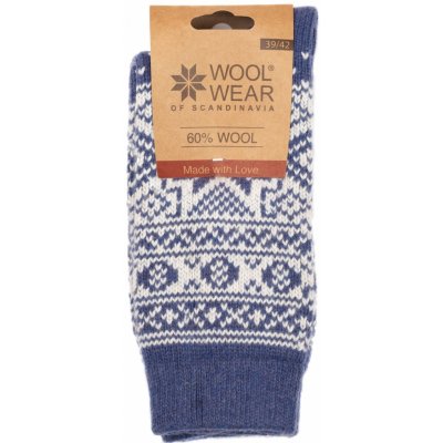 Woolwear of Scandinavia Vlněné ponožky Blue/Winter Pattern modrá – Zboží Dáma