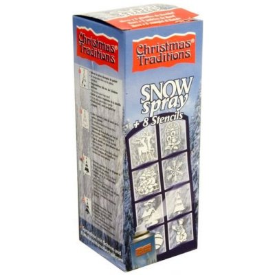 Umělý dekorační sníh, sprej, 150ml, bílá, + šablony