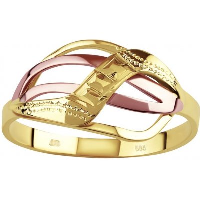 Silvego Zlatý prsten s ručním rytím Rhea ze žlutého a růžového zlata Silvego B22146RGY – Zboží Mobilmania